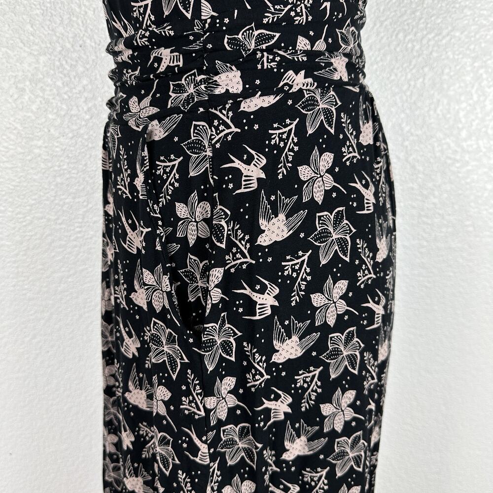 Boden Abigail Dress Women Size 6R Bird Print Jersey Knit Long Sleeve Pockets - Picture 10 of 16